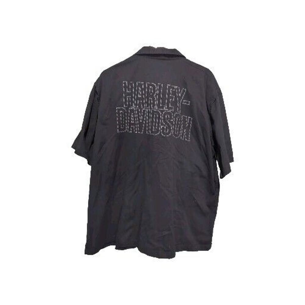 Harley Davidson Mens Short Sleeve Button Down Shirt Size 2XL Black Motorcycle